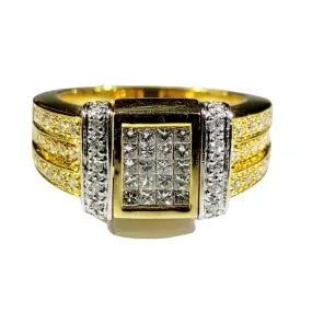 1.0 ctw Square Cluster Diamond Men's Ring 14K Gold