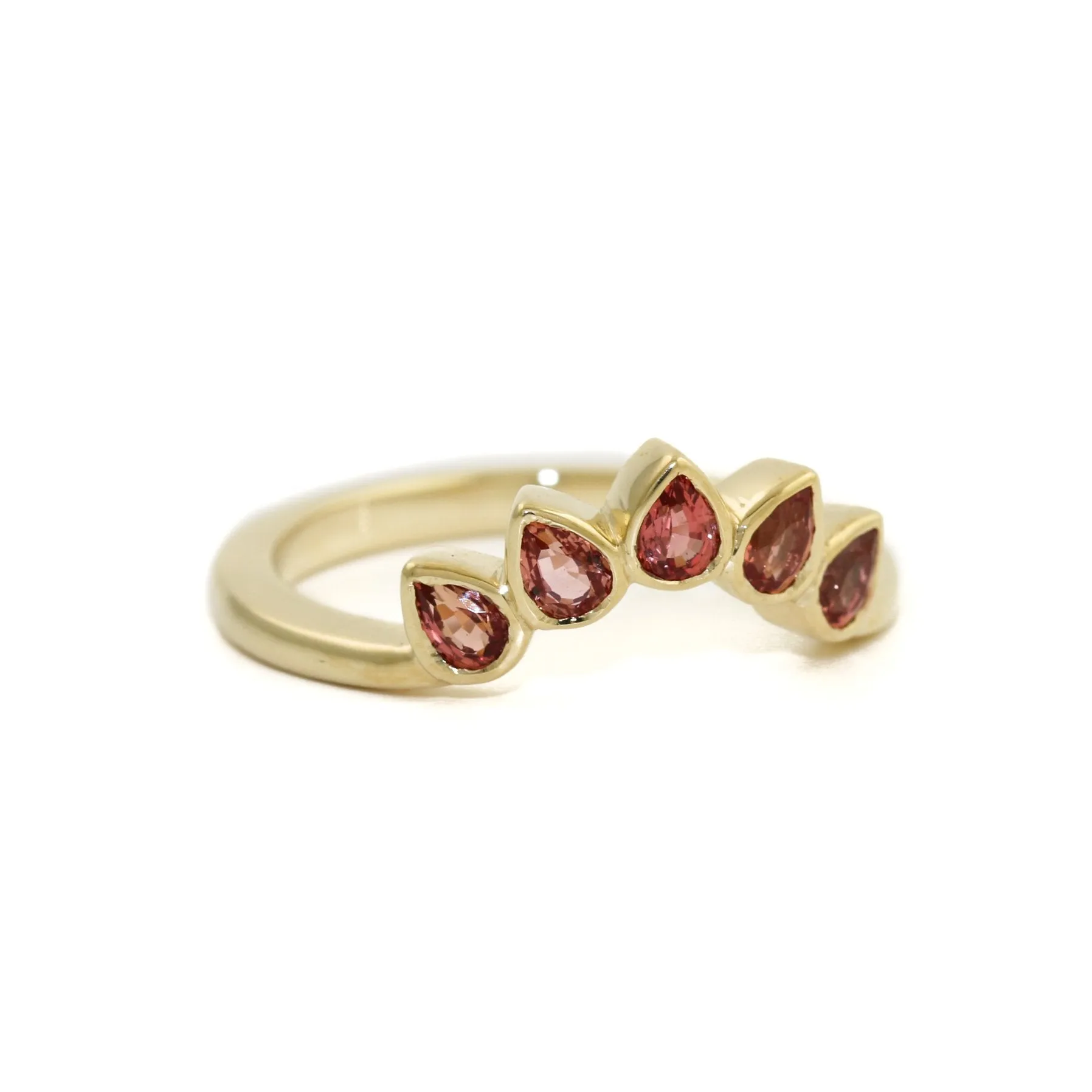 14K Gold Pear-Cut Padparadscha Tiara Band