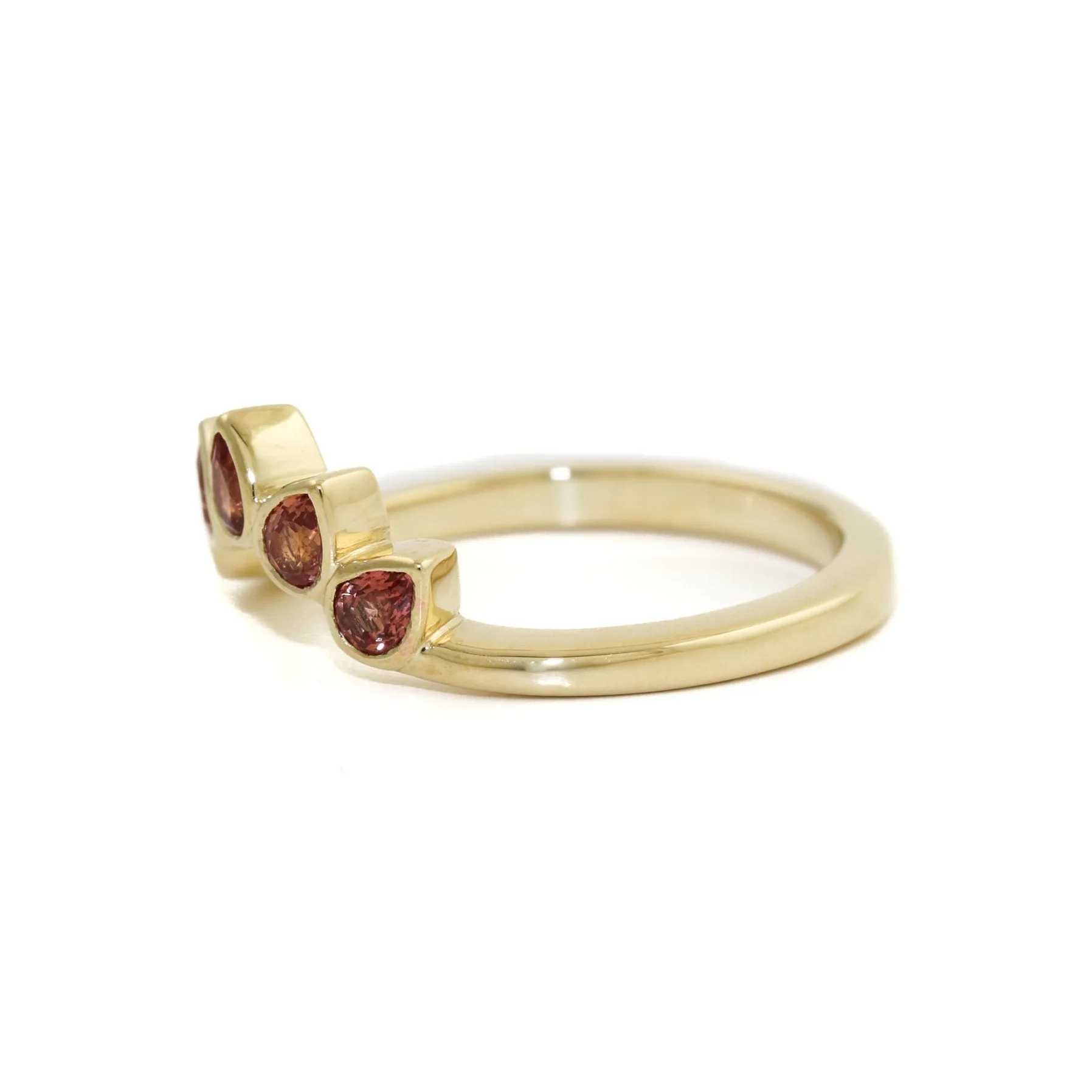 14K Gold Pear-Cut Padparadscha Tiara Band