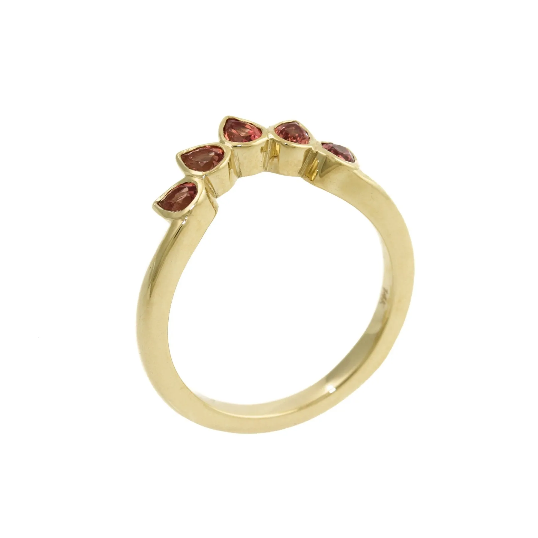 14K Gold Pear-Cut Padparadscha Tiara Band