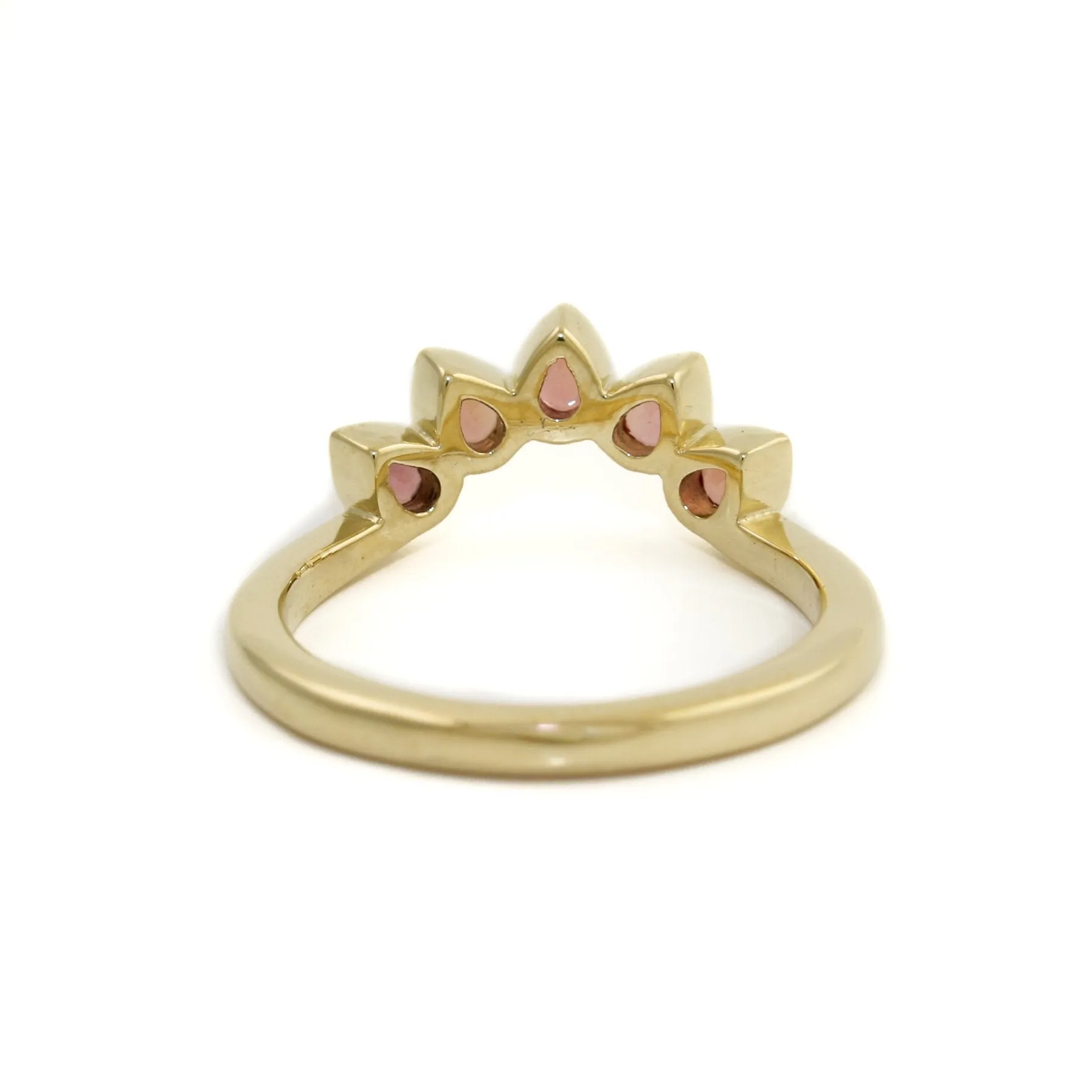 14K Gold Pear-Cut Padparadscha Tiara Band