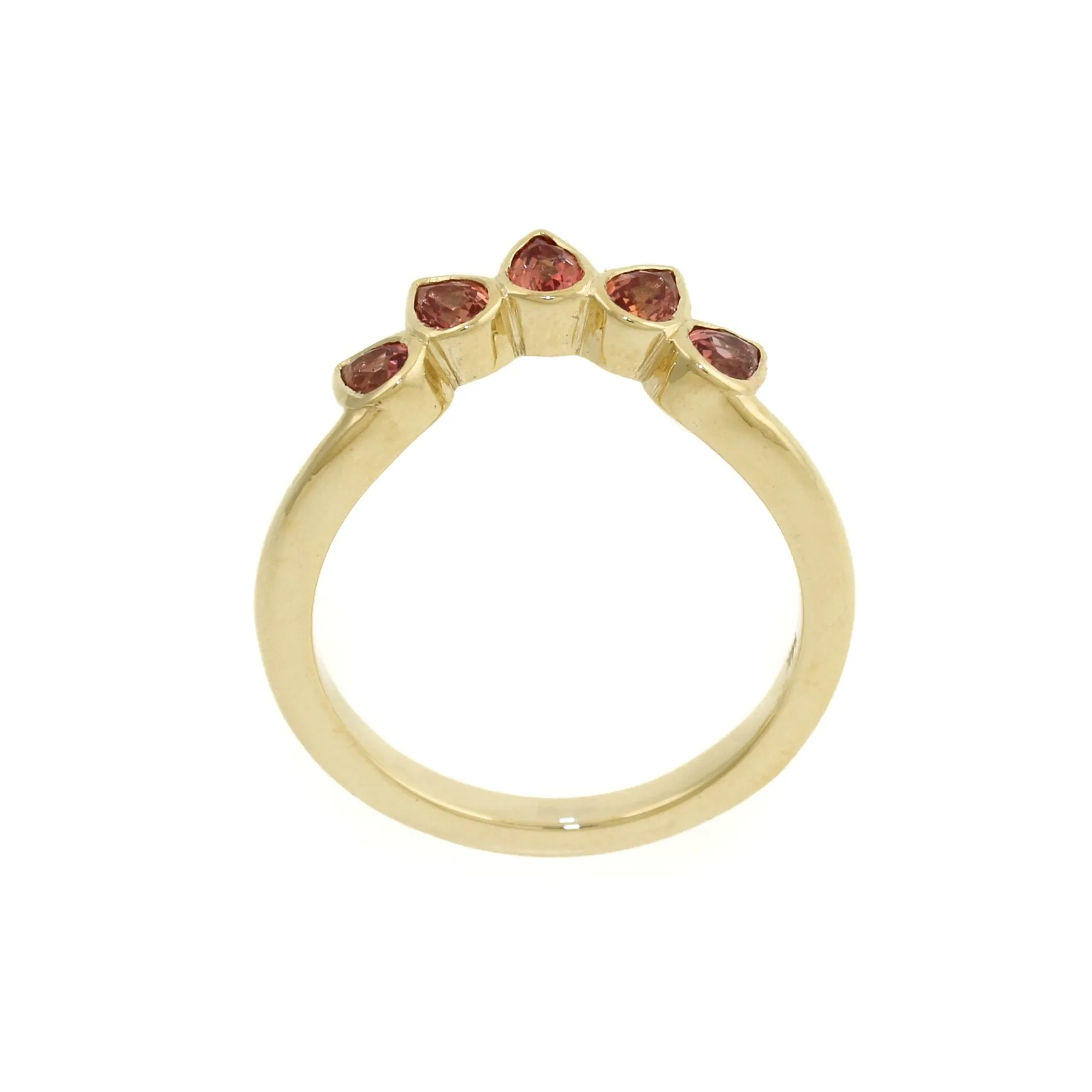 14K Gold Pear-Cut Padparadscha Tiara Band