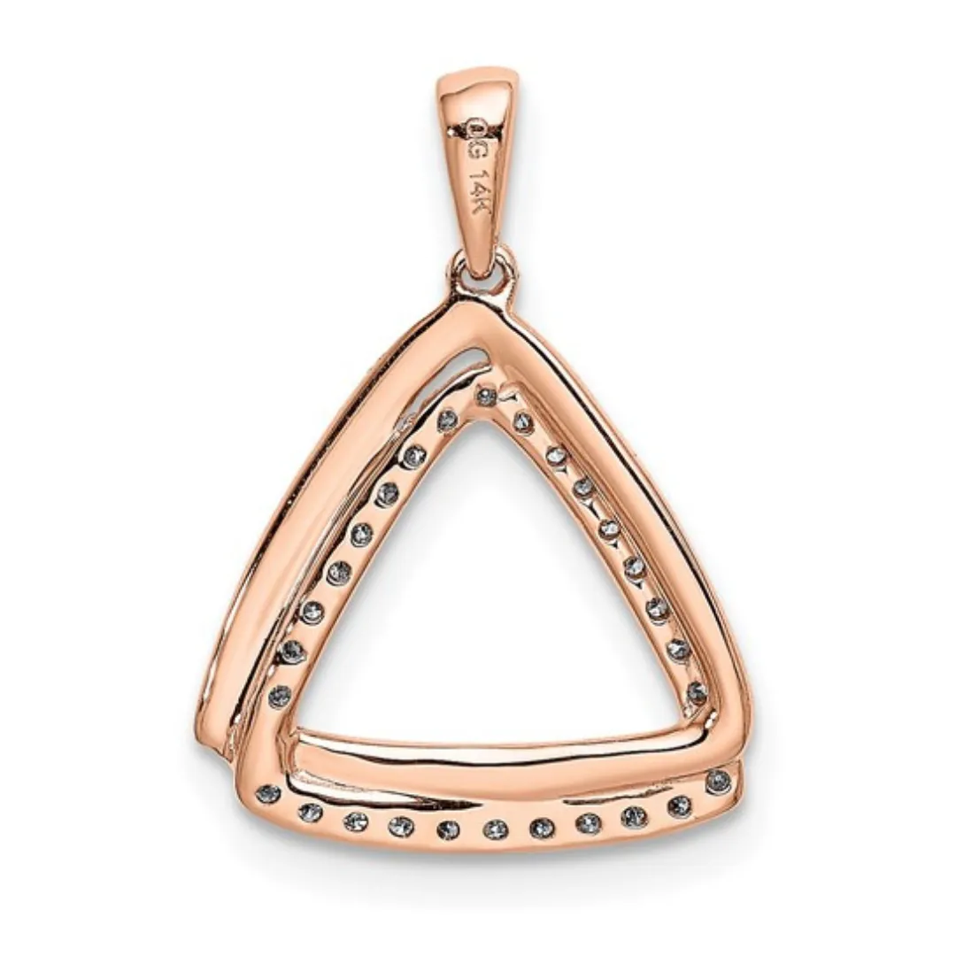 14k Rose Gold Lab Grown Diamond Double Triangle Pendant