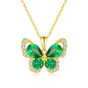 14K Solid Gold Butterfly Necklace for Women Real Yellow Gold Butterfly Pendant Necklace, Jewelry Gift for Her, 16 1 1 Inch