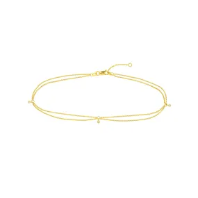 14K Yellow Gold Anklets with Diamonds