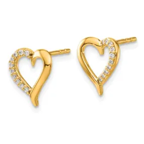 14k Yellow Gold  Lab Grown Diamond Open Heart Stud Earrings