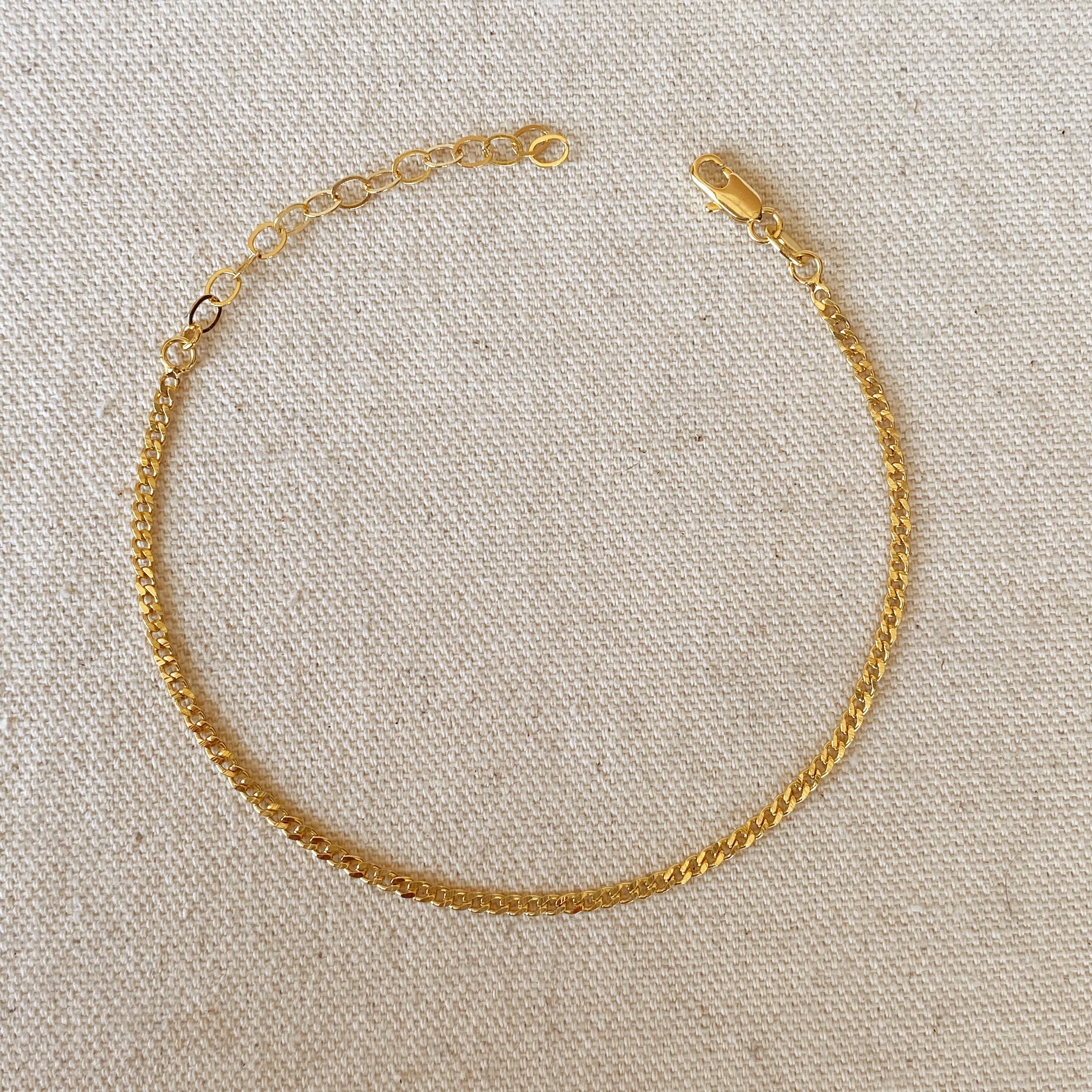 18k Gold Filled 2.0mm thickness Cuban Anklet Size 9