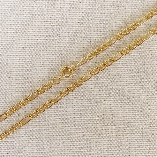 18k Gold Filled 3.5mm Figaro Mariner Figarucci Chain