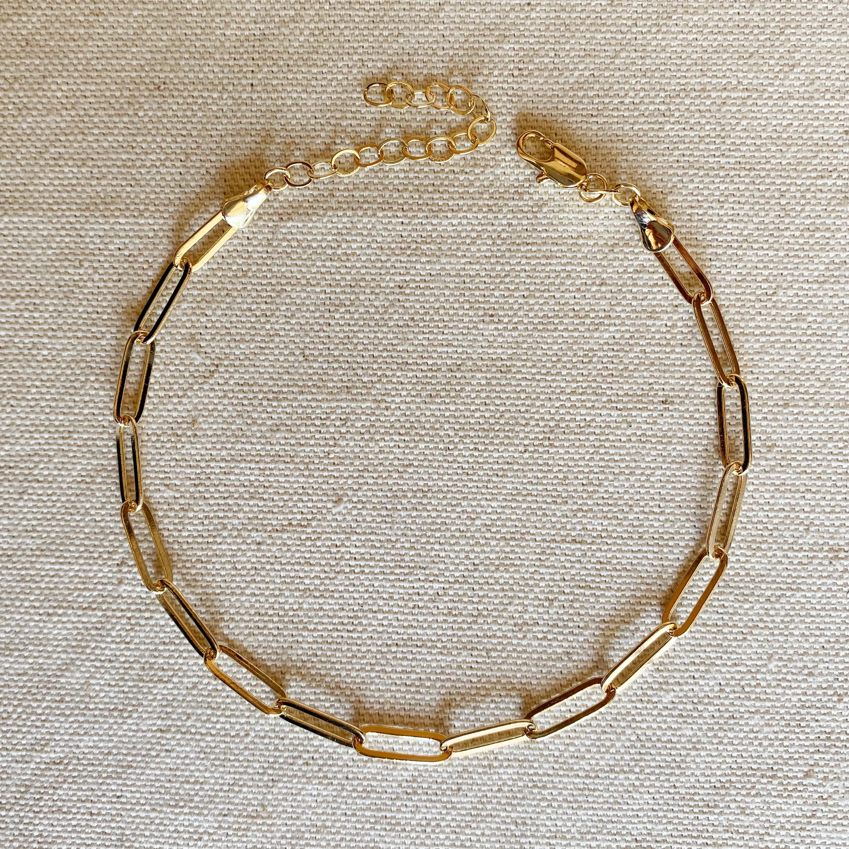 18k Gold Filled Classic Paperclip Chain Anklet