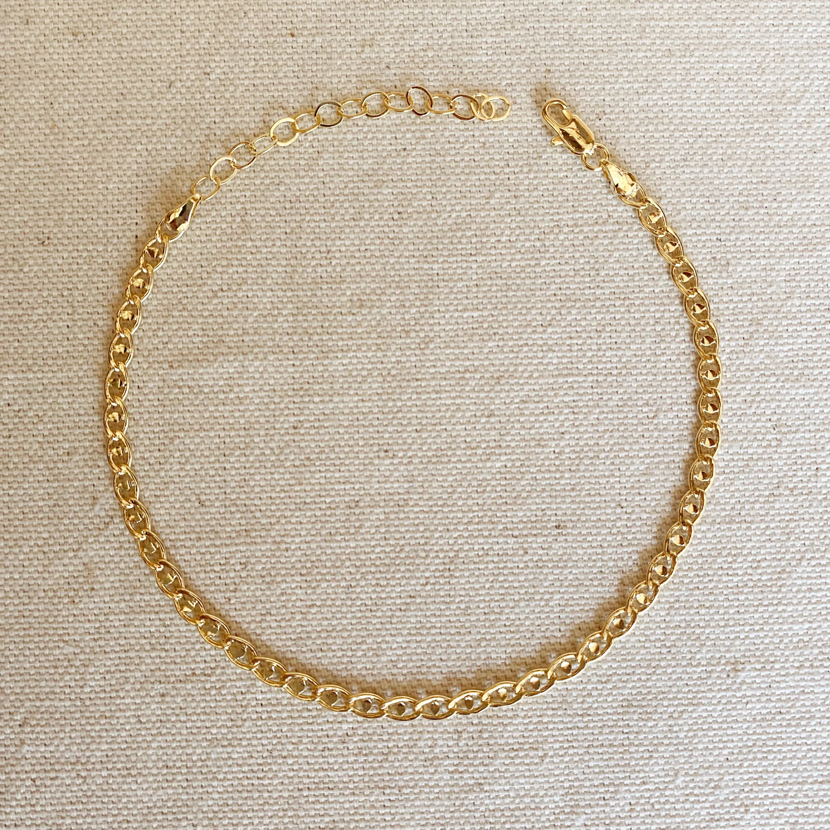 18k Gold Filled Detailed Mariner Anklet