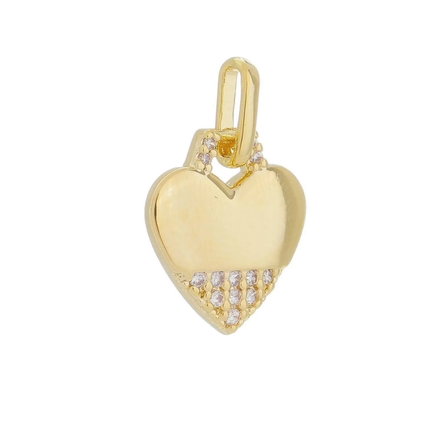 18k Gold Filled Heart Pendant With Cubic Zirconia Stones