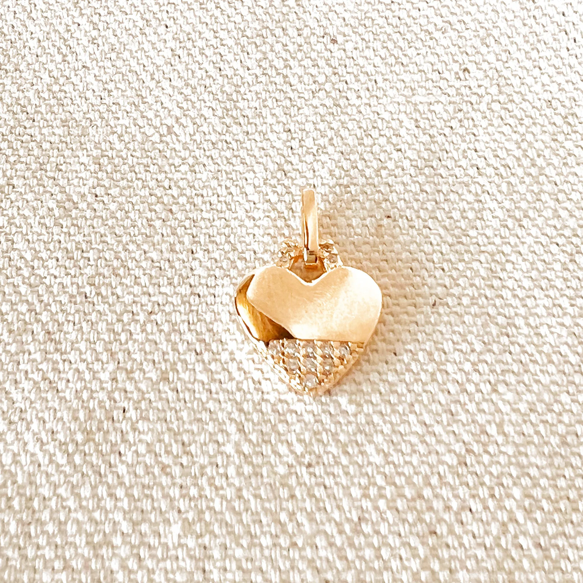 18k Gold Filled Heart Pendant With Cubic Zirconia Stones