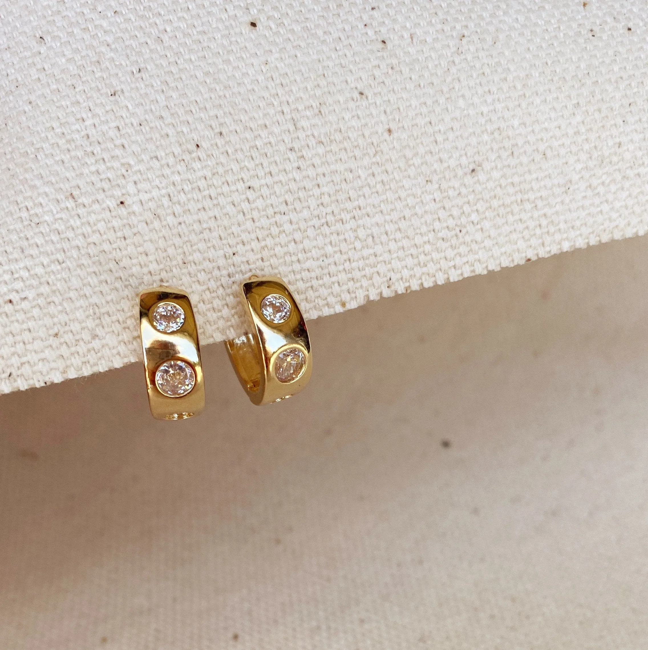 18k Gold Filled Huggie Large CZ Hoop Earrings