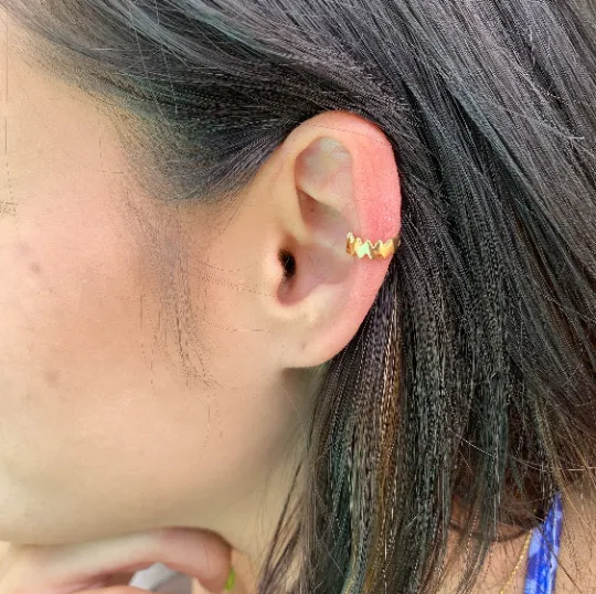 18k Gold Filled Star & Zig Zag Ear Cuff