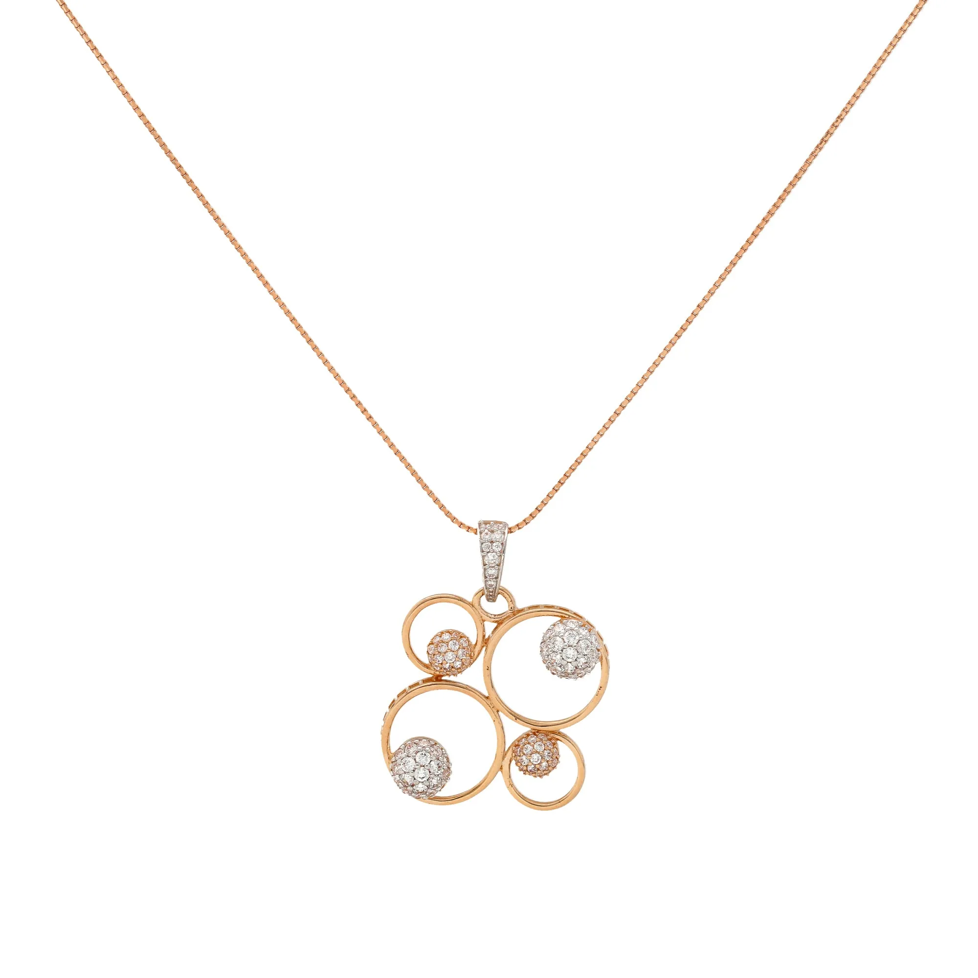 18K Rose Gold & CZ Necklace Set (12.2gm)