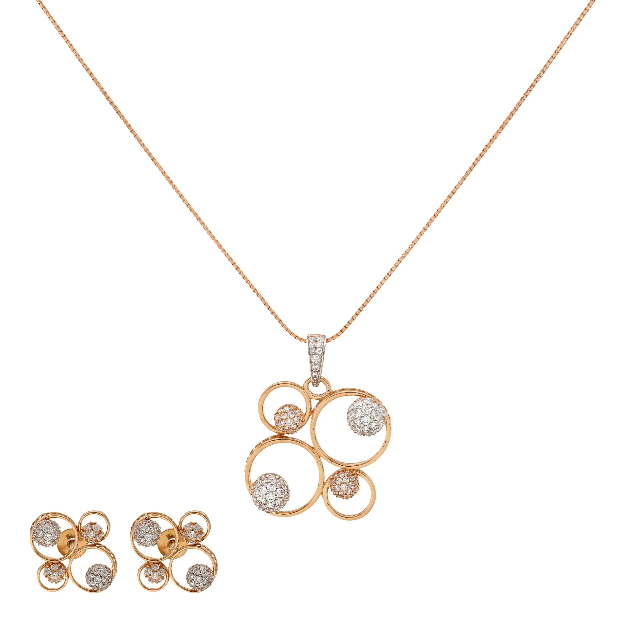 18K Rose Gold & CZ Necklace Set (12.2gm)