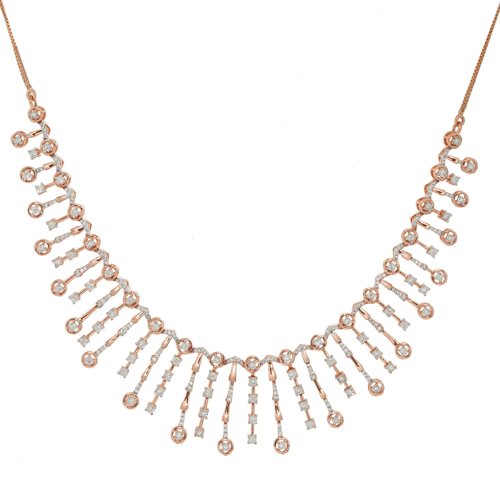 18K Rose Gold Necklace w/ 1.03ct Diamonds (23.4gm)