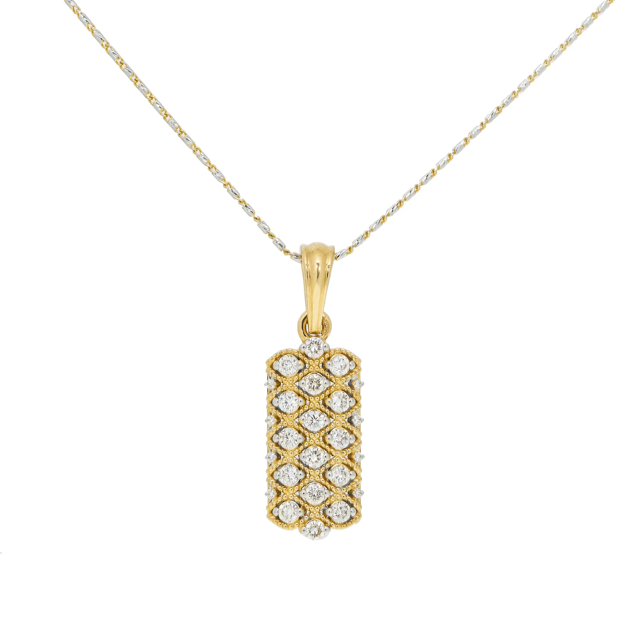 18K Yellow & White Gold Diamond Pendant Set (11.5gm)