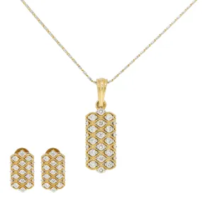 18K Yellow & White Gold Diamond Pendant Set (11.5gm)