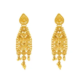 22K Yellow Gold Beaded Filigree Earrings (13.5gm)