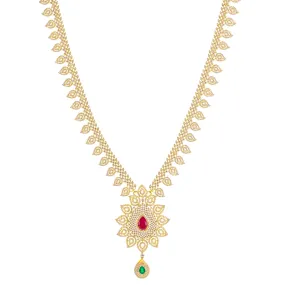 22K Yellow Gold, Gemstone, & CZ Necklace (96.2gm)