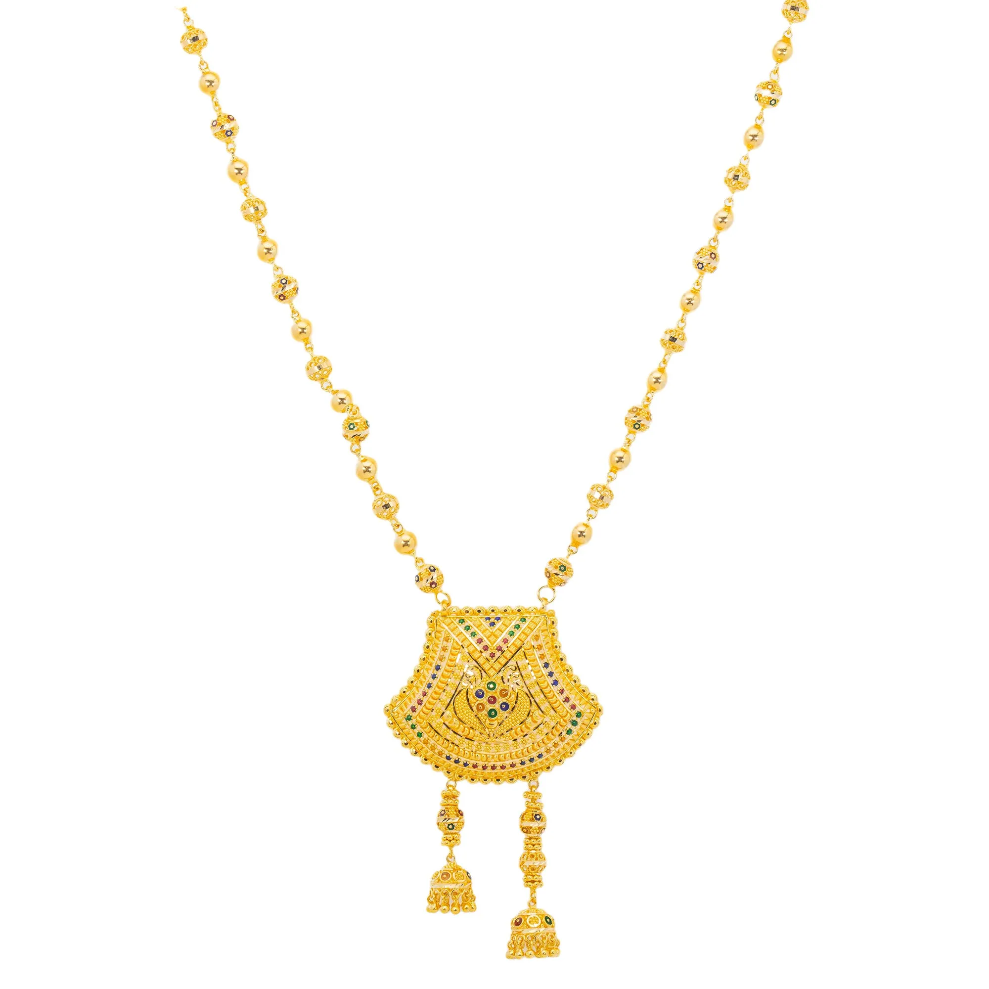 22K Yellow Gold Meenakari Jewelry Set (86.9gm)