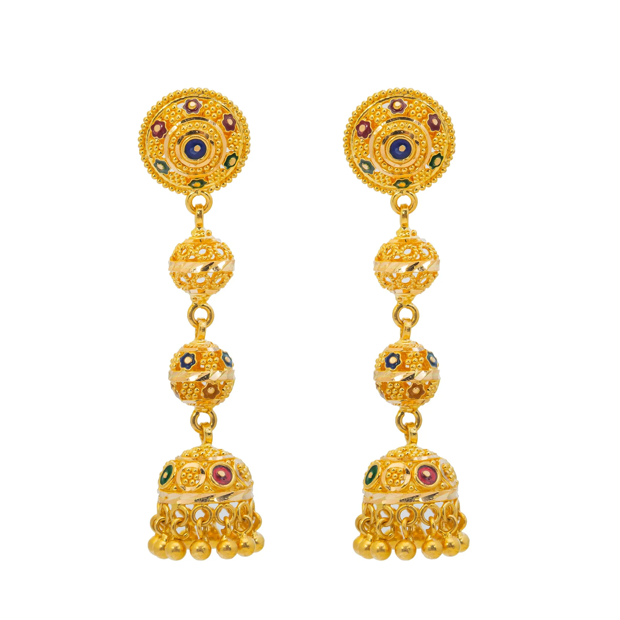 22K Yellow Gold Meenakari Jewelry Set (86.9gm)