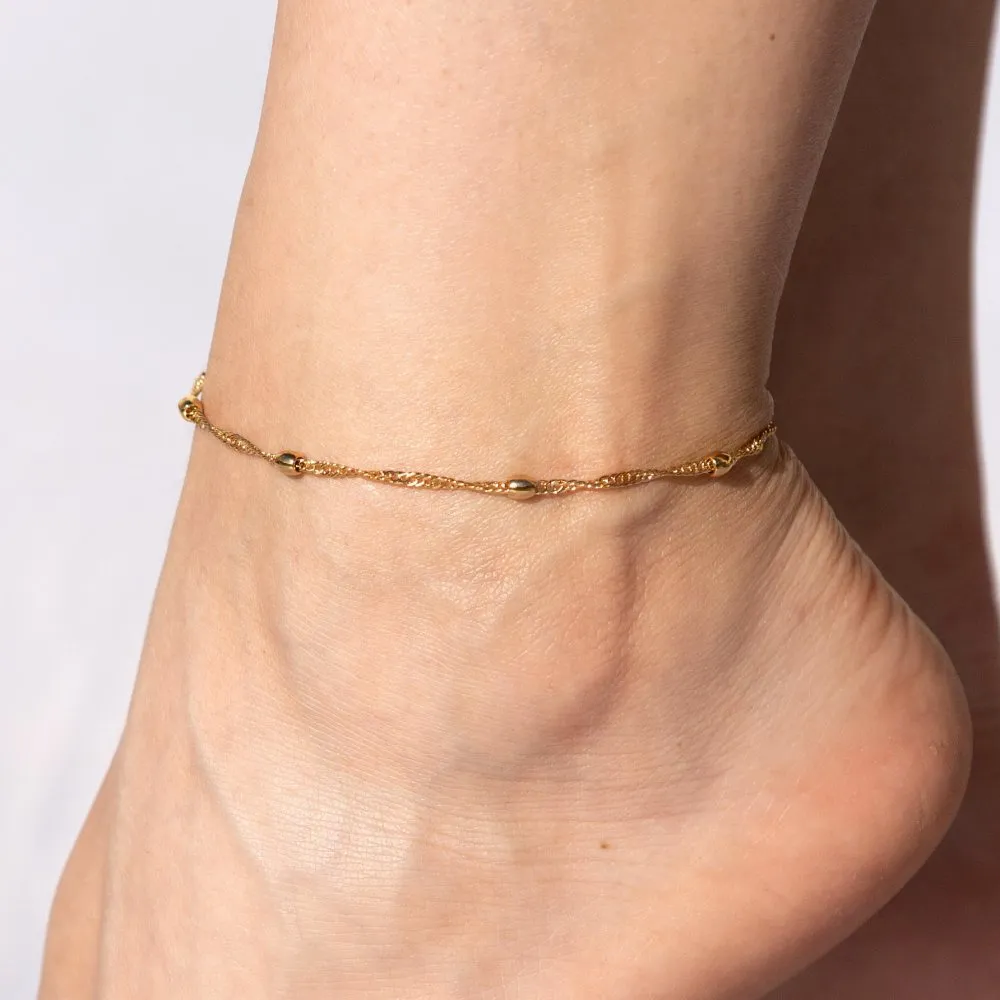 2mm Whisper Chain with Ball Anklet