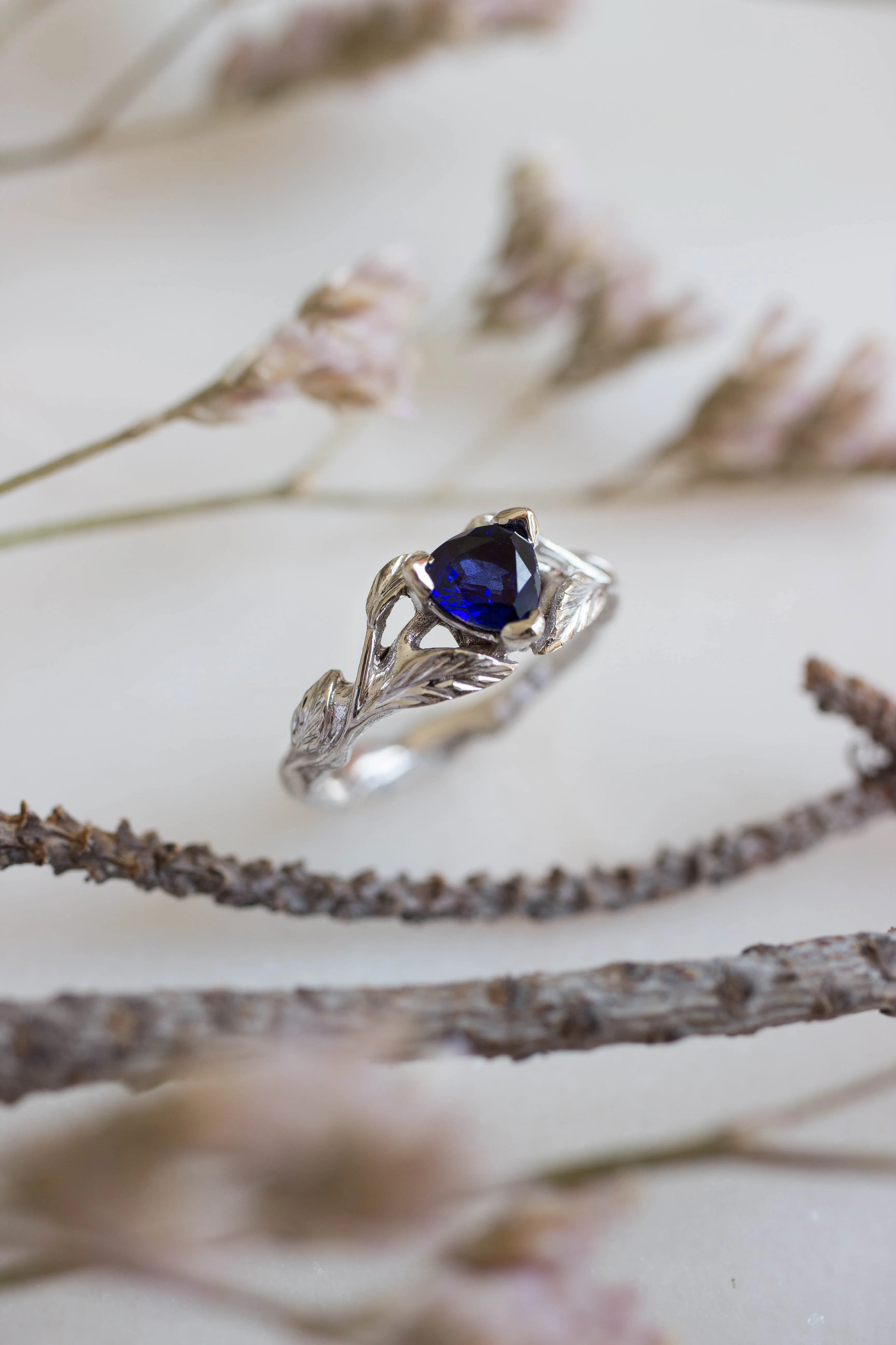 3 months payment plan: trillion cut sapphire ring / Clematis