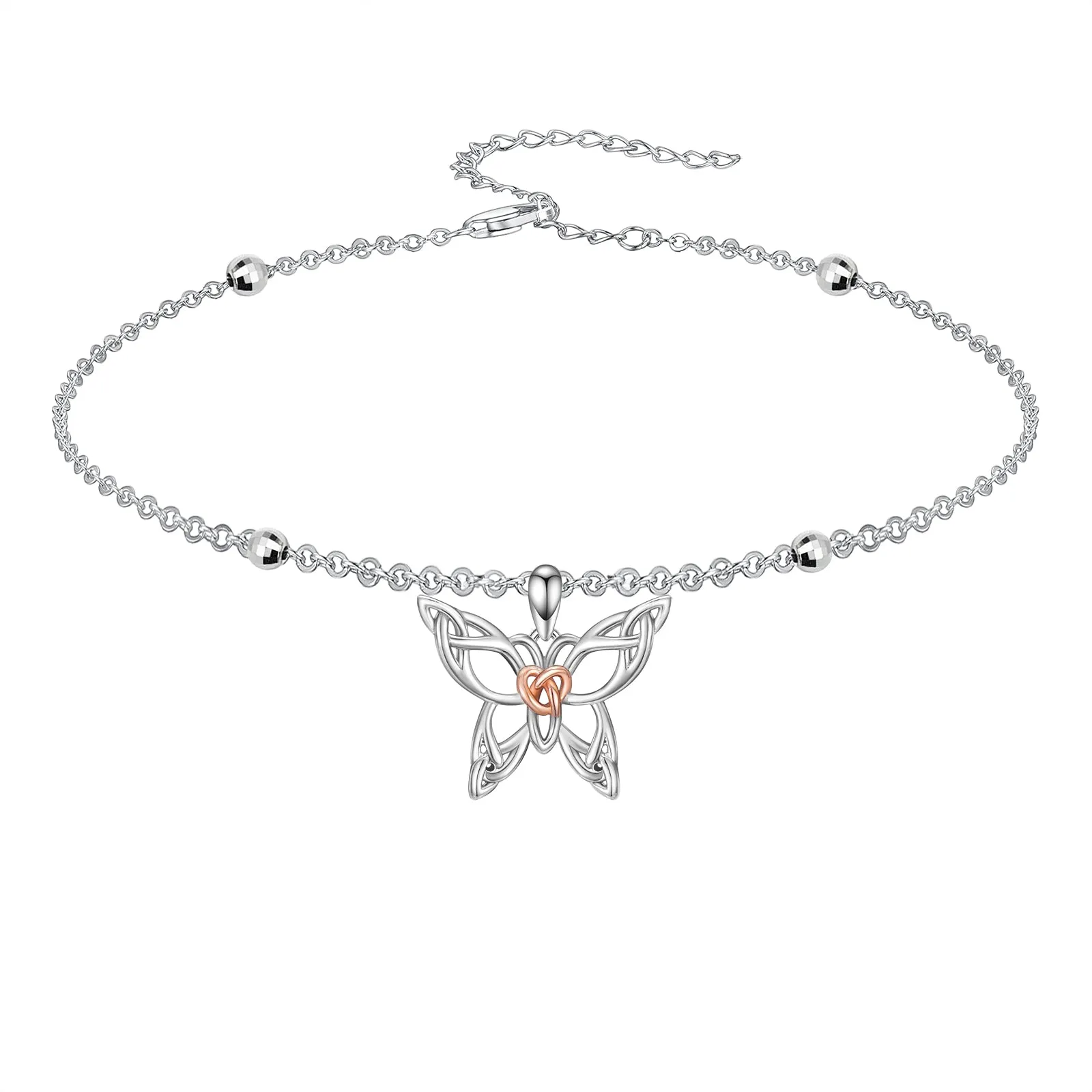 925 Sterling Silver Birthstone Dragonfly Anklet Butterfly Anklet Irish Celtic Jewelry for Women