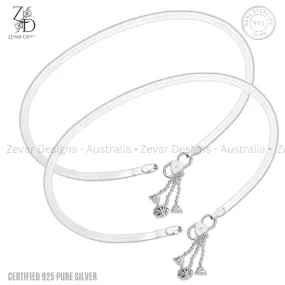 925 Sterling Silver Modern Anklets Pair