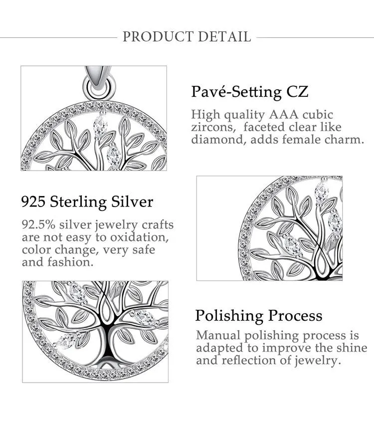 925 Sterling Silver Tree of Life Pendant Necklace