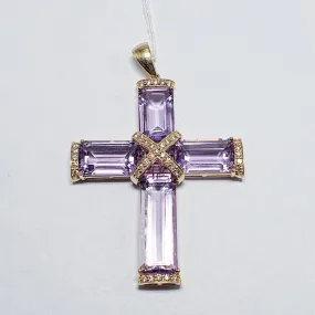 Amethyst Diamond Cross Pendant