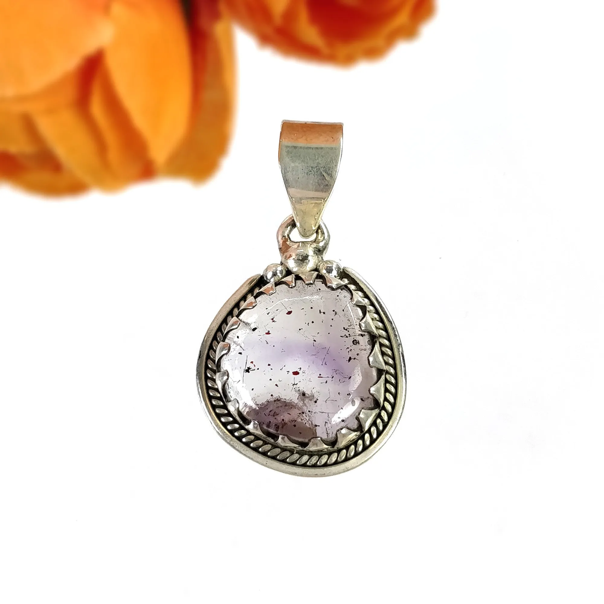 AMETHYST Gemstone 925 Sterling Silver Pendant : 6.100gms Natural Untreated Purple Amethyst Cabochon Bezel Set Pendant 1.35"