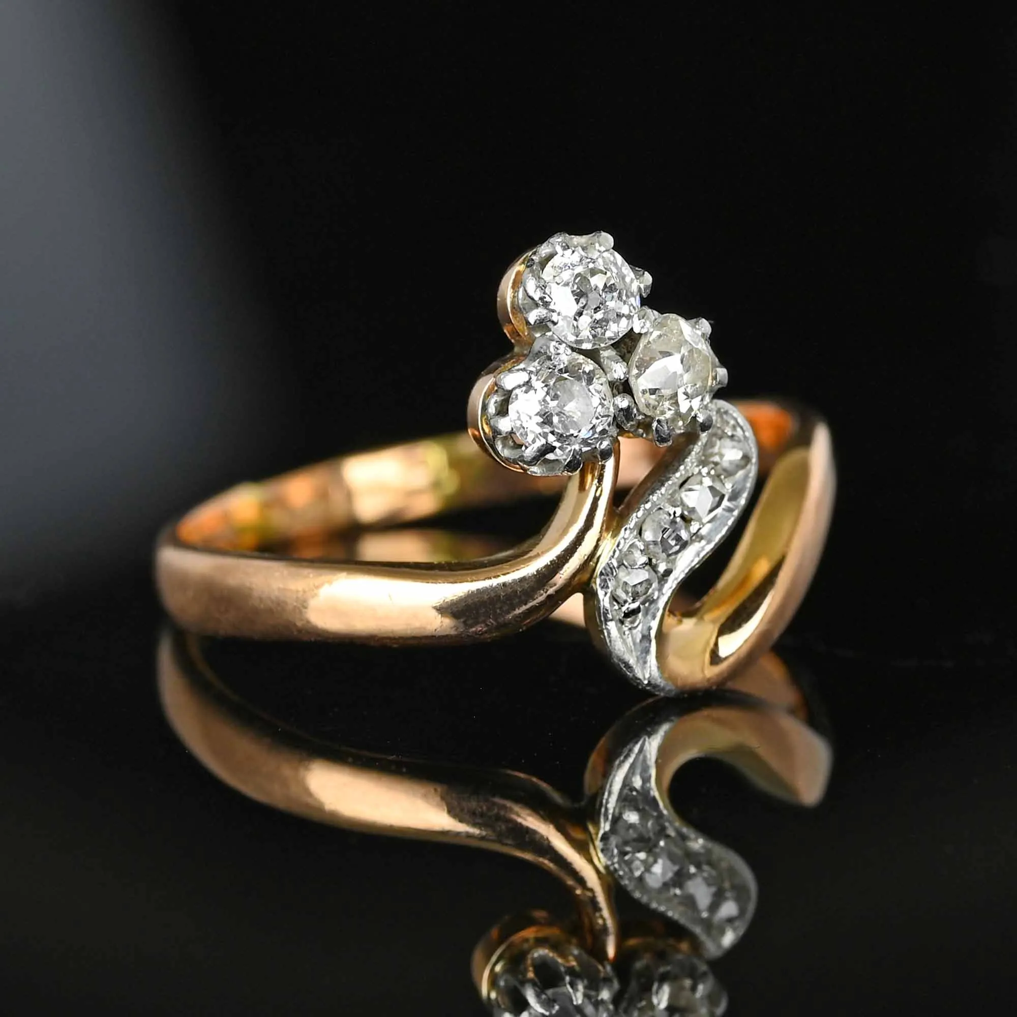 Antique Flower Clover Edwardian Diamond Ring