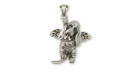 Basset Hound Angel Pendant Jewelry Sterling Silver Handmade Dog Pendant BAS8-AP