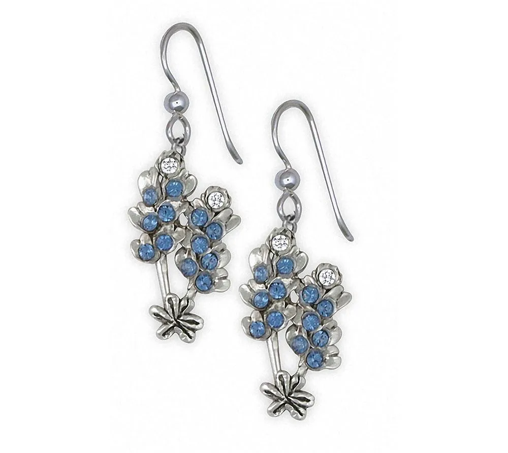 Bluebonnet Earrings Jewelry Sterling Silver Handmade Texas Wildflower Earrings BBD-FW