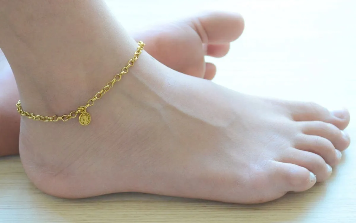 Bohemian Gold Anklet Bracelet, Summer Beach Jewelry, Indian Payal for weddings, Statement Barefoot Jewelry