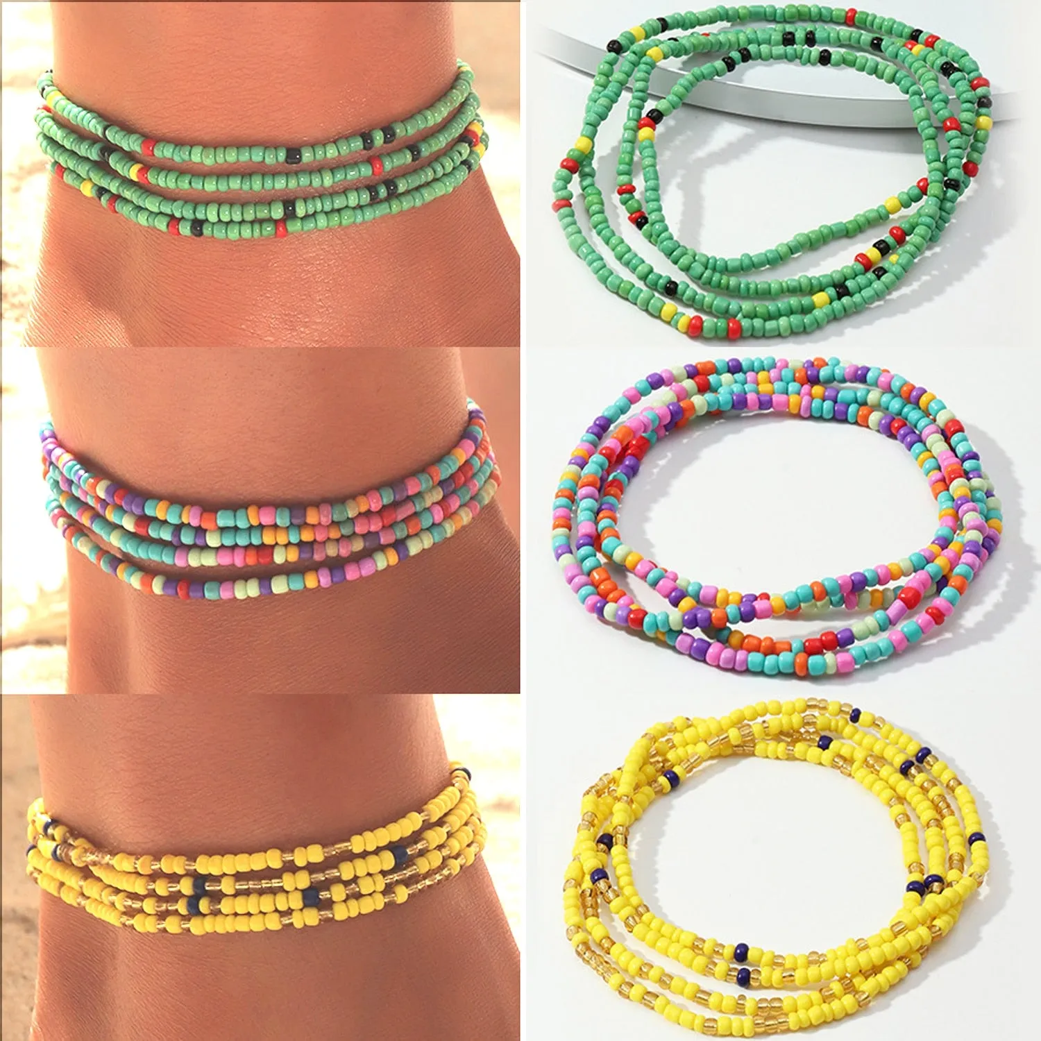 Boho Handmade Beaded Anklets