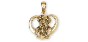 Border Terrier Jewelry 14k Yellow Gold Handmade Border Terrier Pendant  BDT2-PG