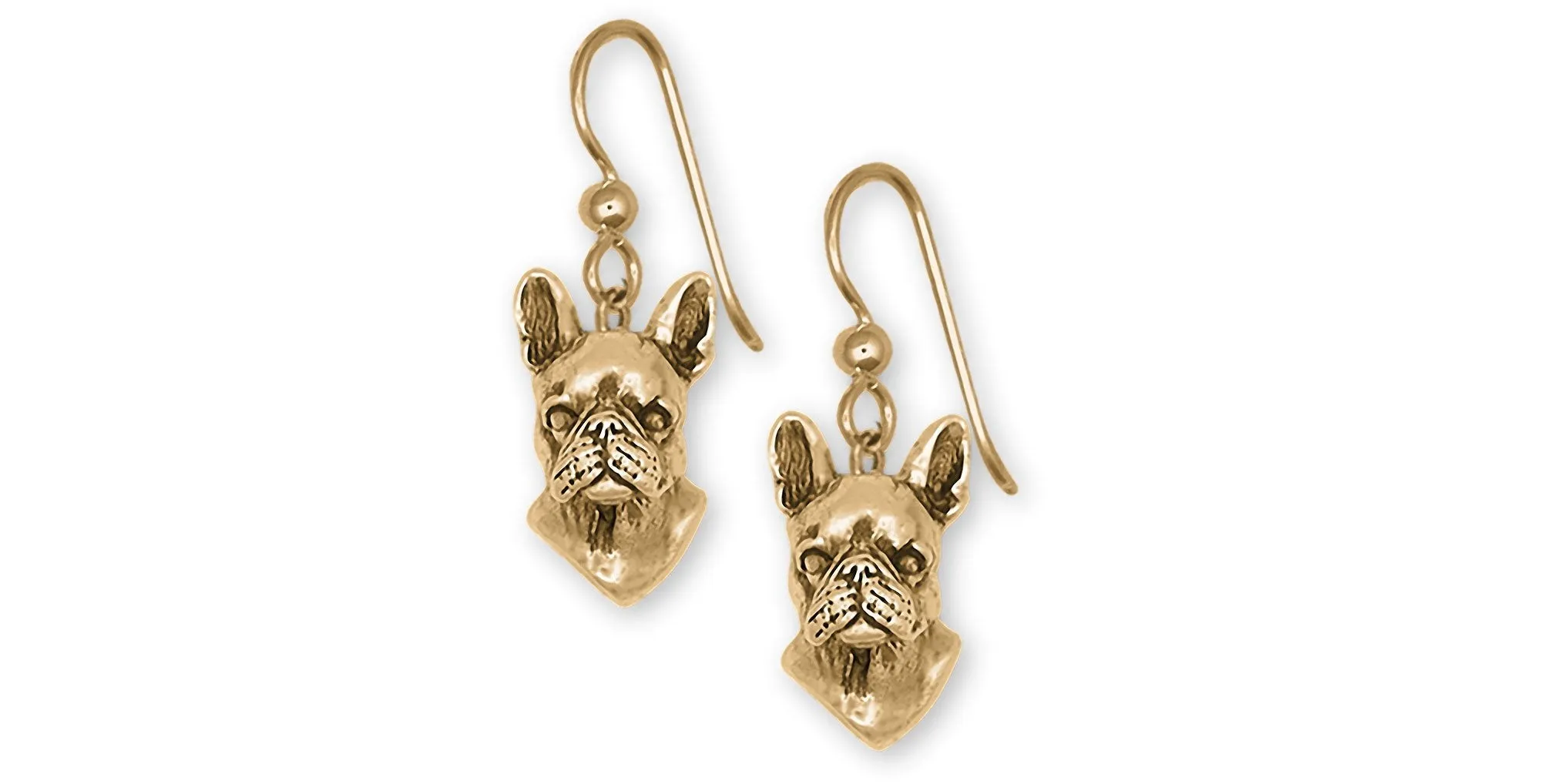 Boston Terrier Jewelry 14k Yellow Gold Handmade Boston Terrier Earrings  BT52X-EG