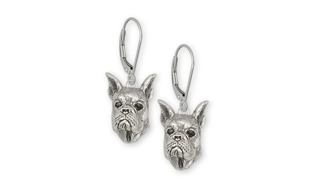 Boxer Earrings Jewelry Sterling Silver Handmade Dog Earrings BX5-E