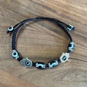 Bracelet 2 Hamsa Black Silver