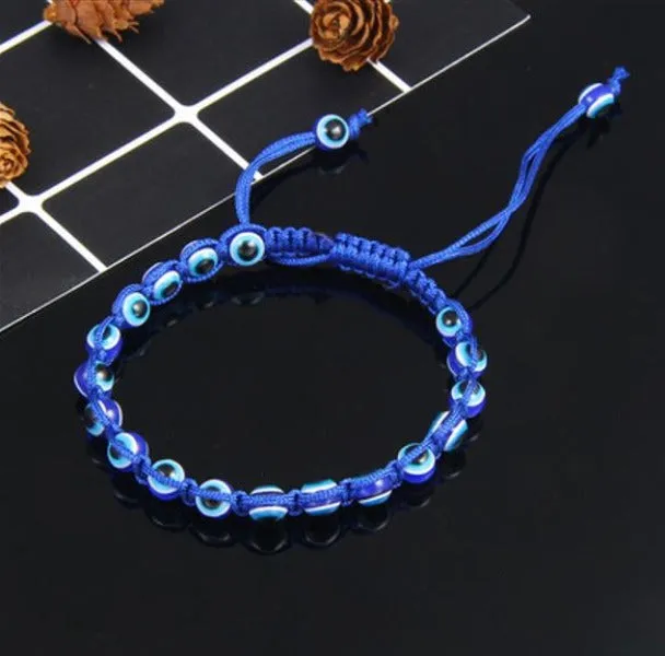 Bracelet - Evil Eye - Braided Blue