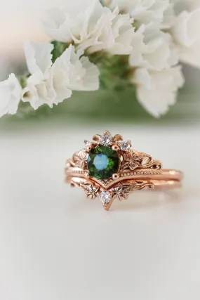 Bridal ring set with tourmaline and diamonds / Ariadne