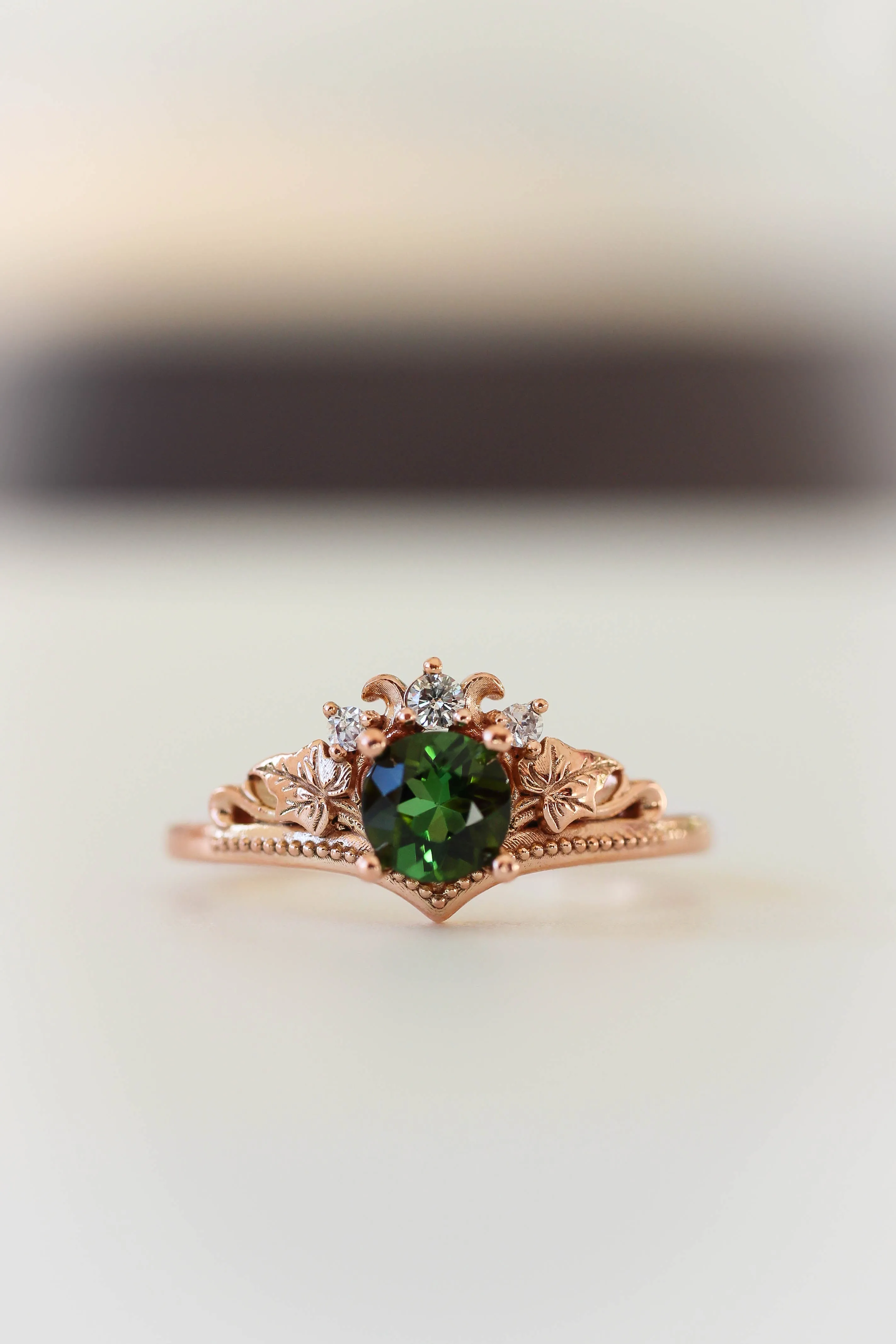 Bridal ring set with tourmaline and diamonds / Ariadne