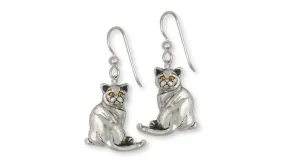 British Shorthair Earrings Jewelry Sterling Silver Handmade Cat Earrings BRS4-SE