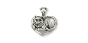 British Shorthair Pendant Jewelry Sterling Silver Handmade Cat Pendant BRS2-P