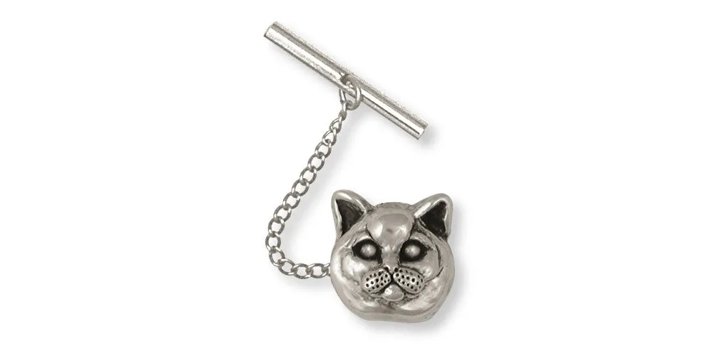 British Shorthair Tie Tack Jewelry Sterling Silver Handmade Cat Tie Tack BRS9-TT