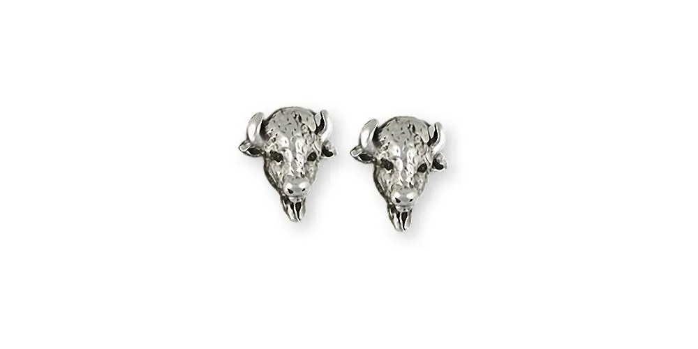 Buffalo Earrings Jewelry Sterling Silver Handmade Bison Earrings BUF6-E